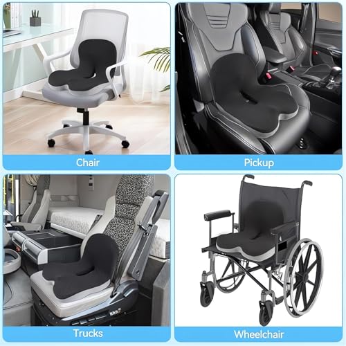 Memory Foam L-Shaped Integrated Seat Cushions for Car Truck Driver Ergonomic L Shape Lumbar Cushion Sciatica Back Pain Relief Office Chair Butt and Back Support Pillow Long Driving Booster Seat (H1) - color: H1