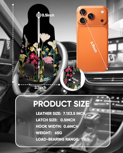 WOCOCN 2 Pack Car Purse Hook for Car Seat Headrest, Double-Sided PrintingPU Leather Purse Holder with Metal Hook, Cute Car Accessories for Women, Men (Car hook - Flower A) - color: Car hook - Flower A