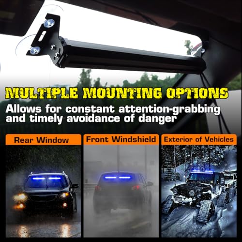 2 in 1 Emergency Strobe Light Bar Safety Flashing Warning Hazard Caution Light Bar w/Digital Display Controller for Construction Vehicles Firefighter Trucks(2x17.7, Blue/White) - color: #03 Blue/White