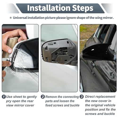 X AUTOHAUX Pair Car Rear View Driver Passenger Side Mirror Cover Cap Replacement Black Carbon Fiber for Audi A4 A5 S4 S5 RS5 Mirror Guard Covers Exterior Decoration Trims