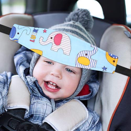 HESTYA 2 Pcs Carseat Head Support Toddler, Stroller Seat Headrest for Sleeping Traveling, Neck Relief Headband Strap for Kids Children Toddler Infant(Elephant) - color: Elephant