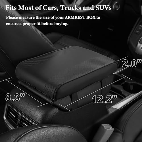 SEG Direct Car Center Console Cover, Breathable Leather Auto Armrest Cover, Memory Foam Arm Rest Cushion, Universal Car Seat Box Cover Car Interior Accessories, Black - color: Black Leather