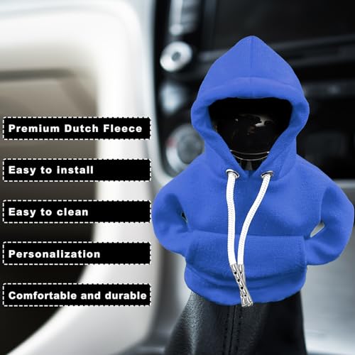 VVAG Universal Car Gear Shift Cover, 4.7 Inch Shifter Stick Protector, Funny Hoodie (Pink + Blue) - color: Pink+Blue