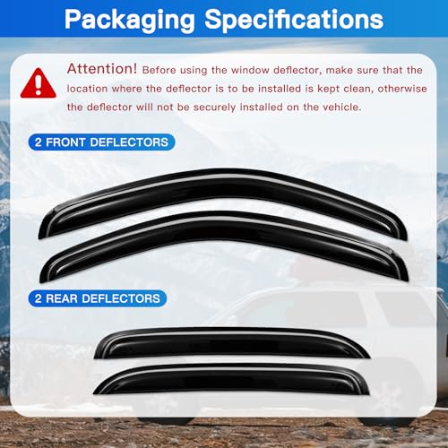 4Pcs Window Vent Visors, Outside-Mount Window Deflectors, Rain Guards for 2007-2013 Chevy Silverado Avalanche & GMC Sierra 1500 Crew Cab - size: 2007-2013 Silverado/Sierra