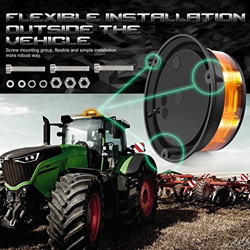 DAYSEN LED Amber Beacon Strobe Light, 4.2" Flashing Emergency Lights, Permanent Mount 360°Rotating Rooftop Safety Warning Light for Trucks Tractors Golf Carts UTV & ATV Car(Screw) - size: Screw (1pcs)