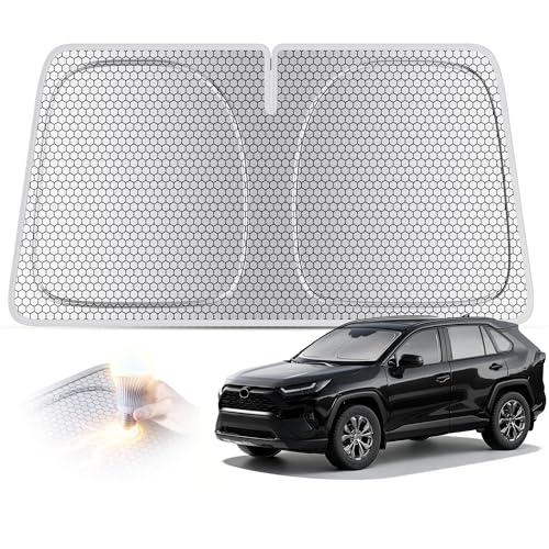 helloleiboo Graphene Car Windshield Sun Shade – 57" x 31" Foldable Car Sun Shade, Advanced Heat Absorption & UV Protection, Universal Fit for Cars, SUVs & Trucks - size: 57*31 Inches