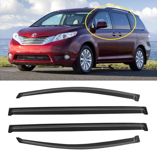 Window Rain Guards for 2011-2020 Toyota Sienna, Window Visor Guard Vent Wind Shade Deflector Rain Shield Protector Sun for 11-20 Sienna 2012 2013 2014 2015 2016 2017 2018 2019, Outside-Mount, 4PCS - size: For 11-20 Sienna