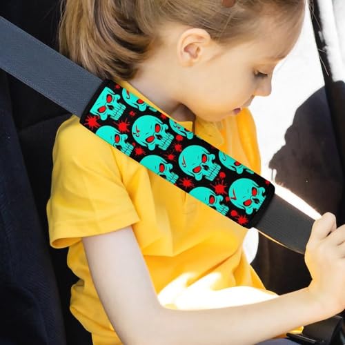 Women's Car Belt Covers, Halloween Cool Red Blood Zombie Skull Fashion Cushion Pad Car Shoulder Strap Harness Pad - color: Color847