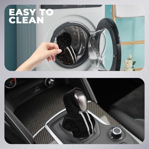 Gear Shift Hoodie, Gear Shift Cover, Fashionable Hoodie Automotive Gear Shift Knob Protector, Car Accessories Mini Sweater Gear Shift Knob Cover for Car Gear Shift Levers (Black) - color: Black