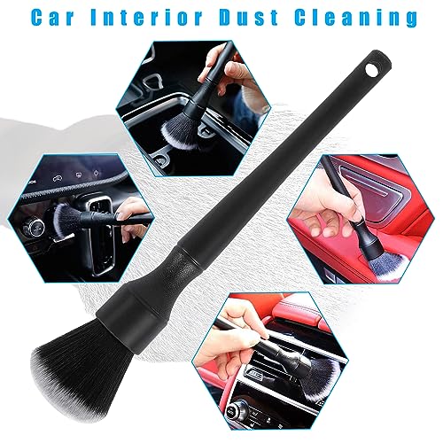 Ziciner Car Detailing Brush, Ultra Soft Car Detail Brush Kit for Elegant Surfaces, Auto Scratch-Free Cleaner Kit for Car Interior & Exterior, Wheels, Dashboard, Engine Bay (Long Handle) - size: Long handle