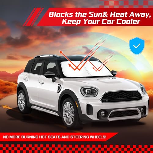 ARISMOTOR Windshield Sun Shade for Mini Countryman Cooper F60 2017-2024 2025 2026, Custom Fit Foldable Front Window Sunshade Sun Visor Protector, Block UV Rays Keep Your Car Cooler - size: for Mini Countryman Cooper F60 2017-2026