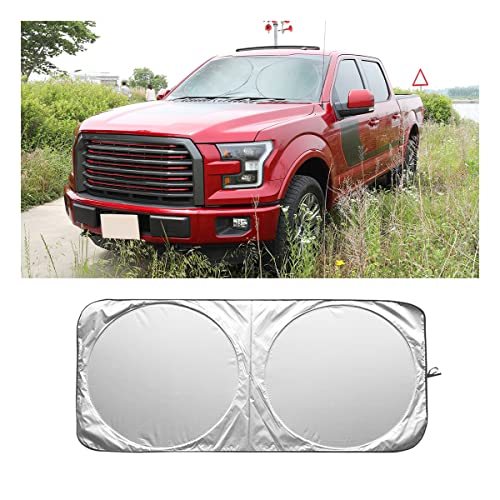 Foldable Windshield Sun Shade, Bonus Steering Wheel Sun Shield to Block UV Rays Keep Your Vehicle Cooler, Easy to Use Car Interior Accessories (X-Large) - size: 63"x35.4"/1PCS
