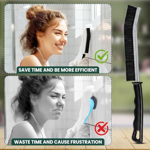 Crevice Cleaning Brush Set – 3Pcs Hard Bristle Cleaning Tools for Grout, Tile Floors, Gaps & Narrow Spaces – Small Grout Scrub Brush for Cleaning Bathroom, Shower, Window Tracks, Kitchen - size: Pack of 3 - Black