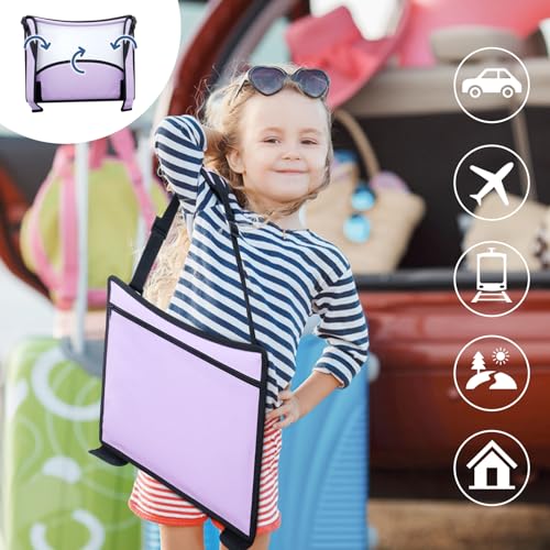 COOLBEBE Kids Travel Tray for Car Seats, Toddler Lap Desk with Dry Erase Surface, Portable Activity Table for Road Trips, Snack & Play Tray (Purple) - color: Purple