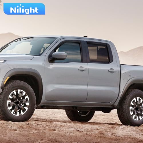 Nilight in-Channel Rain Guards for Frontier Crew Cab 2022-2026, Vent Window Visors, Low Profile Wind Deflectors for Rain & Fresh Air Ventilation, Smoke Tinted, 4PCS - size: Nissan Frontier 2022-2026