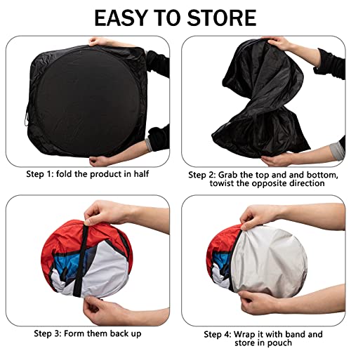 Car Windshield Sun Shade, Funny Car Eyes Sun Visor Wear-Resistant Black Tape, Foldable 63.7" L x 32" W - color: Angry Red Eyes, size: Medium