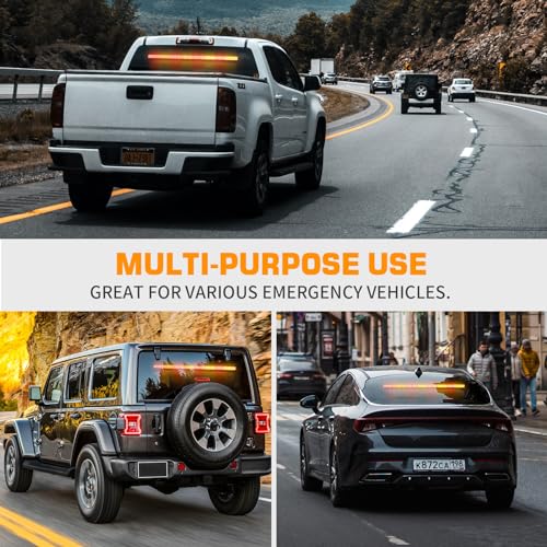 XRIDONSEN 35 inch Traffic Advisor Light Bar 144 LED Amber Red strobe lights Emergency Warning Flashing Safety Interior Windshield w/Directional Arrow for Construction Vehicles Snow plow Trucks - color: Amber/Red