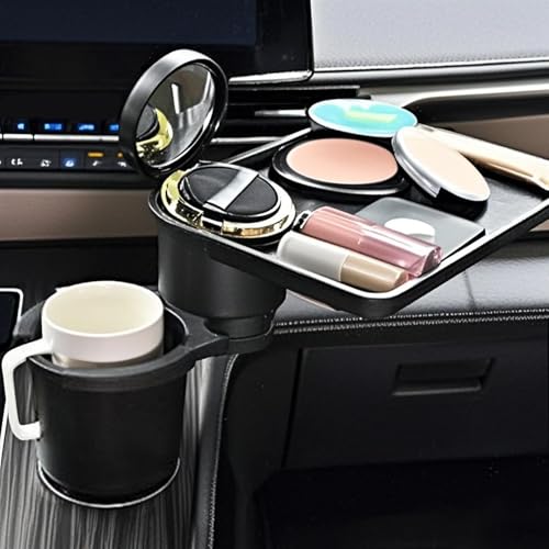 3-in-1 Car Cup Holder Tray Fits 2.6"-3.7" Inner Diameter Standard Vehicles, 10.24" Car Trays Organizer with Double Cupholders & Phone Holder for Eating, Travel