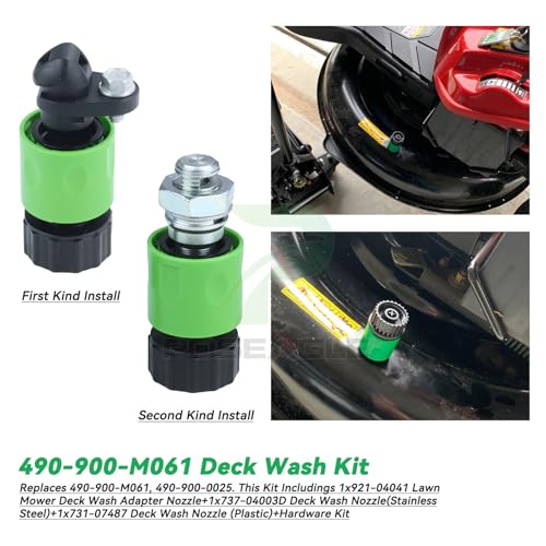 2 Pack 490-900-M061 Deck Wash Kit Replaces 490-900-0025 Including 921-04041 Lawn Mower Deck Wash Adapter Nozzle, 737-04003D Deck Wash Nozzle(Stainless Steel), 731-07487 Deck Wash Nozzle - color: A02 2x490-900-M061 Deck Wash Kit