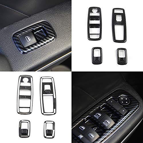 Carbon Fiber Window Lift Trim Switch Panel Cover Trim for Dodge Charger 2011+/ Chrysler 300 2015-2021 Black - color: Black