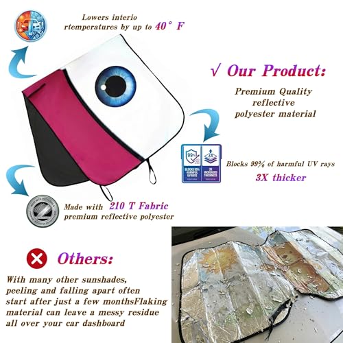 eygeufg Windshield Shade, Car Sun Shade for Front Windshield (Pink, Large) - color: Cute Pink Eyes, size: Medium