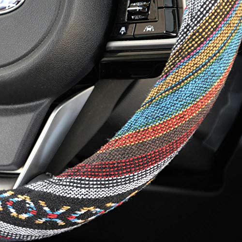BDK Blue Woven Saddle Blanket Steering Wheel Cover for Cars SUV Van Truck Auto - Driver Grip 15 inch - color: #25 Blue, size: Fits 14.5 - 15" Sw