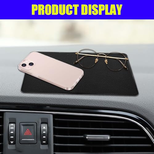 Car Dashboard Anti-Slip Silicone Pad, 7.48'' x 4.72'' Black Grid Sticky Adhesive Mat, Car Grasping Pad, Multifunctional Gripping Mat for Phones, Keys, Sunglasses, Coin, Electronic Devices (19×12 CM) - size: 7.48'' x 4.72''