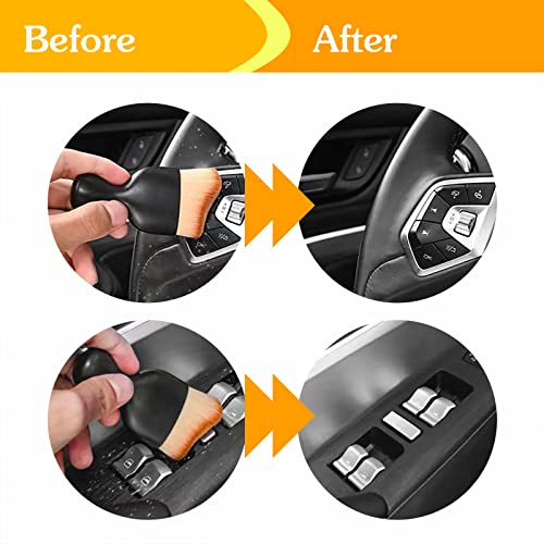 AOCISKA Car Interior Detailing Brush,Soft Bristle Cleaning Brush Car Detailing Brush Dusting Brush,Car Interior Cleaning Tool,Auto Detail Brush Car Dash Duster Brush (Black&Brown) - color: Black&brown
