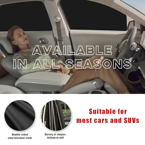 Car Side Window Sun Shades, Shades with Magnets, Shade for Baby, Strong-Light Blocking & UV Protection Privacy Covers Auto Accessories (Double-Sided Black) - color: Black