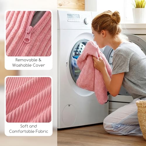 HIGOGOGO Washable Travel Pillow, Car Pillow for Kids & Adults, Travel Pillows with Removable Soft Cover and High-Support Foam, Fix Neck and Body Sitting/Sleeping on The Trip, Pink - color: U-pink