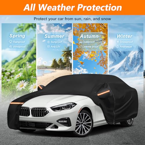 Car Cover for BMW 2 Series /M2/M250i/250i/i/220i 2014-2025, Waterproof 210D Oxford Cloth and Cotton Cover Outdoor Full Car Covers with Zipper Windproof Heavy Duty All Weather Protection - size: for BMW 2 Series 2014-2025