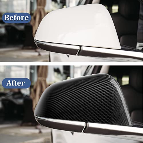 Real Carbon Fiber Side Mirror Cover Compatible with Tesla Model 3 Sedan 2017-2025, T-carbon Rearview Cover Compatible with Tesla Model 3 Exterior Mirror Caps Accessories (Black)