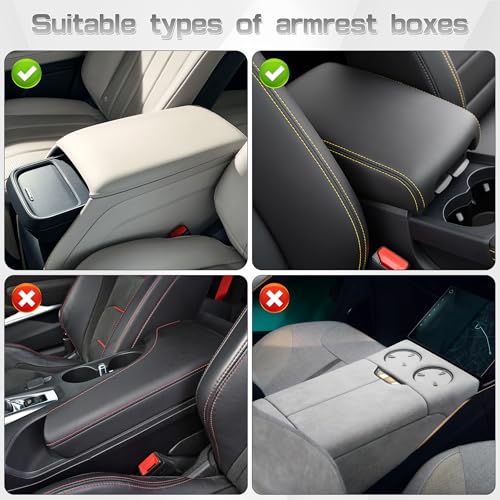 JEYODA Upgraded Car Armrest Cover,Premium Leather Car Armrest Cover Cushion with Storage Holder, Caddy for car (grey) - color: grey