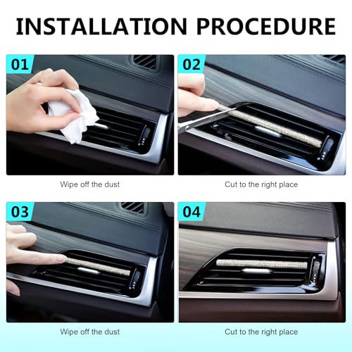 10PCS Bling Car Vent Outlet Trim, Rhinestone Car Air Conditioner Vent Decoration Strip, Shining Cuttable DIY Interior Trim for Women Girls, Universal for Most Vehicles (White)