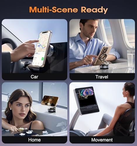 Upgraded Suction Cup Phone Mount 360° Zinc Alloy Phone Stand Vacuum Magnetic Car Holder for MagSafe Mount 98 LBS Ultra Accessories for iPhone 16 15 14 13 12 Android - color: Gunmetal