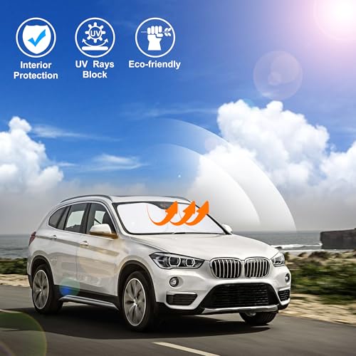 Windshield Sun Shade Custom Fit for 2016-2022 BMW X1 F48 Accessories Foldable Sunshade Sun Blocker Protect Car from Sun Rays & Heat Damage Keep Car Cooler - size: Fit BMW X1 F48 2016-2022