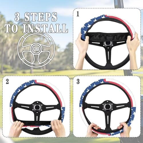 4th of July Steering Wheel Cover Protector Golf Cart Steering Wheel Anti-Slip Club Car Precedent Golf Cart Steering Wheel Cover Odorless Auto Steering Wheel Wrap for Winter - color: 4th of July Print