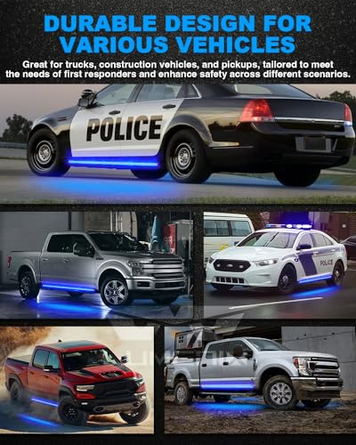 LUMENIX 2PCS 70 Inch Emergency Strobe Lights Strip LED Running Board Flexible Lights Bar Flashing Warning Hazard Safety Side Light for First Responder Vehicles Trucks Pickups Police Firefighters- Blue - color: Blue