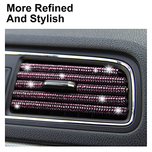 LivTee Bling Car Air Vent Outlet Moulding Trim, 10PCS, Pink Rhinestone Diamond, Chrome Finish, PVC Material, Universal Fit - color: Bling Purple