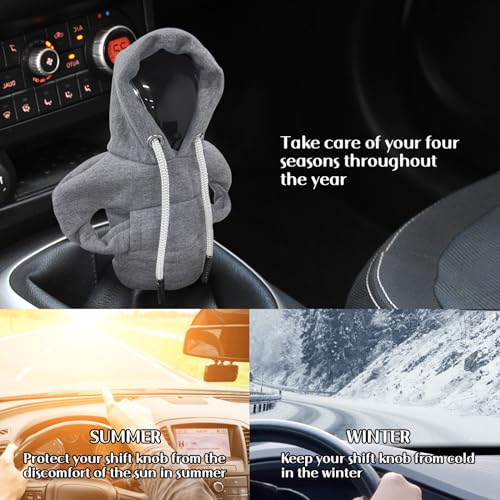 vvag Gear Shift Hoodie, Hoodie Car Gear Shift Cover, Car Shift Knob Hoodie, Automotive Interior Accessories, Universal Fit Knob Cover Gift (Gray) - color: Gray