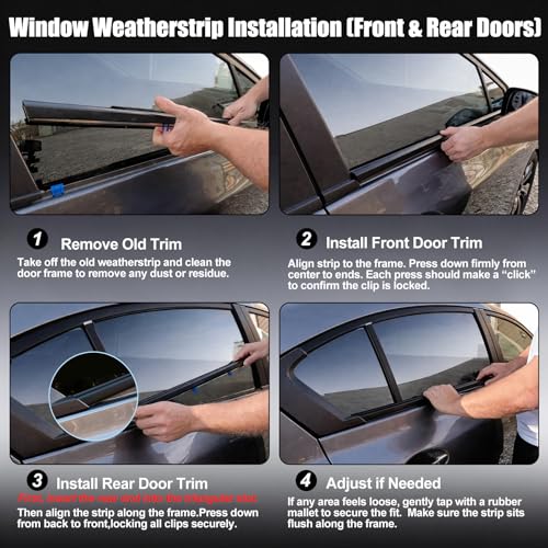Window Molding Trim Seal for Honda Civic 2012-2015 Accessories, Outer Door Black Rubber Weather Stripping Belt, Replacement 72450-TR0-A01 (4PCS) - size: 2012-2015 Honda Civic