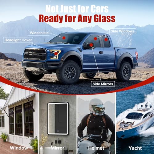 2-Pack Car Window Oil Film Remover & Windshield Cleaner Brush - Clear Vision Glass Cleaner Tool with Water Repellent, Removes Waxes, Oils & Road Film for Safe Driving