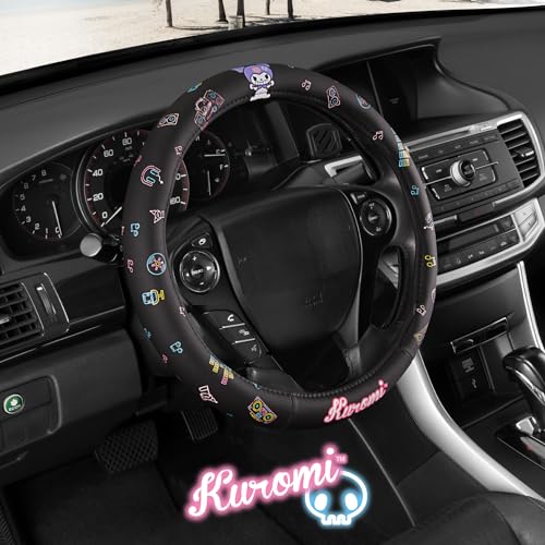 Sanrio Kuromi Car Trunk Organizer, Steering Wheel Cover, Air Freshener & Refill – Cute, Collapsible, Heavy-Duty Storage & Car Accessories for Groceries, Tools, Travel – 12.5"L x 12.5"W x 9"H - style: Pack Kuromi