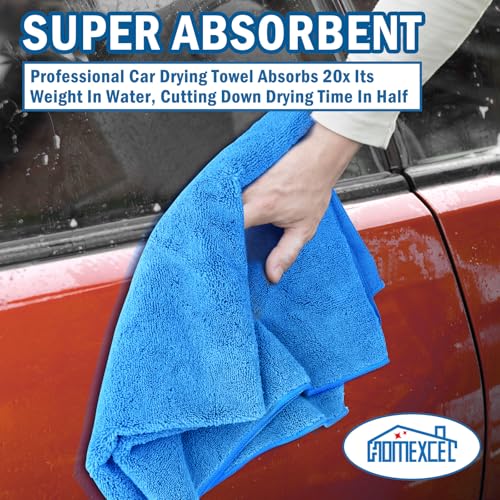 HOMEXCEL Car Drying Towels, 2 Pack Professional Microfiber Towels for Cars, Scratch-Free, Highly Absorbent Drying Towel for Cars, SUVs, RVs, Trucks, and Boats, 31 x 24 inch, Blue - color: Blue