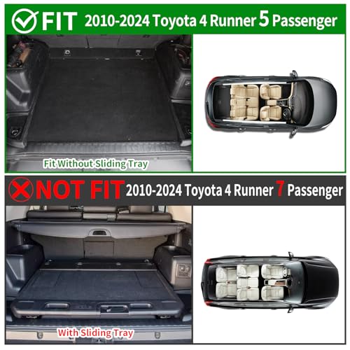 powoq Cargo Mat Compatible with 2010-2024 Toyota 4Runner Back Seat Protector Replacement for 2010-2024 Toyota 4Runner 5 Seater Accessories (Fit W/O Sliding Tray, Rear Backrest Mats+Rear Trunk Mat) - size: Compatible with Toyota 4Runner | 2010-2024