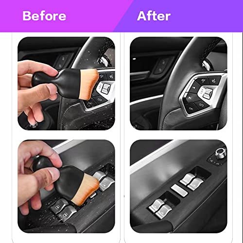 AOCISKA Car Interior Detailing Brush,Soft Bristle Cleaning Brush Car Detailing Brush Dusting Brush,Car Interior Cleaning Tool,Auto Detail Brush Car Dash Duster Brush (Black&White with Cap) - color: Black&white With Cap