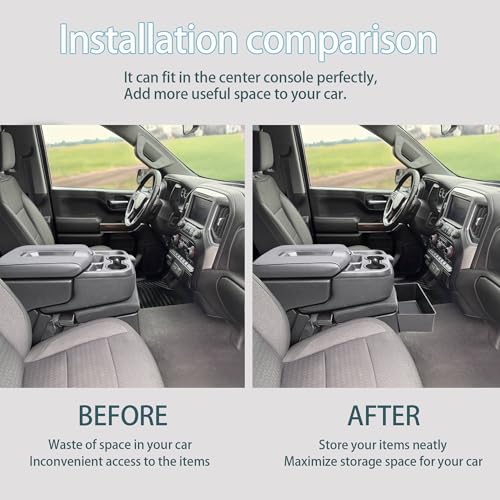 JKCOVER Center Console Hanging Organizer Box Compatible with 2019-2026 Chevy Silverado/GMC Sierra 1500 and 2020-2026 Chevrolet Silverado/Sierra 2500HD 3500HD Accessories(Split-Bench Folding Seat Only) - color: Hanging Organizer