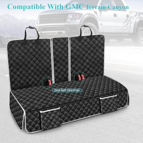 Dog Car Seat Cover Compatible with GMC Terrain Canyon Elevation Denali AT4 Back Seat Accessories 2000-2025 2026, Waterproof SUV Pet Bench Backseat Covers with Non-Slip Backing - Black Grey