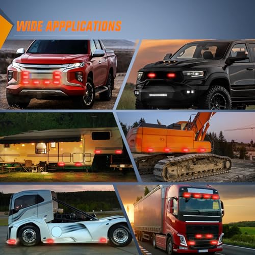Nilight 4PCS LED Strobe lights 12V 24V Sync Feature Red 24LED Emergency Hazard Warning Lights with Controller Hard Wire or Cigarette Lighter Plug for Car Truck RVs Campers - color: Red w/Controller