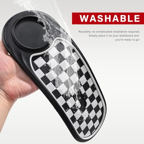 Sun Walker Multifunction Car Anti-Slip Mat, 3-in-1 Dashboard Pad Rotatable Phone Holder with Temporary Parking Number, Large Car Storage Mat Phone Mount for Phones Sunglasses Keys (Black & White) - color: Black & White